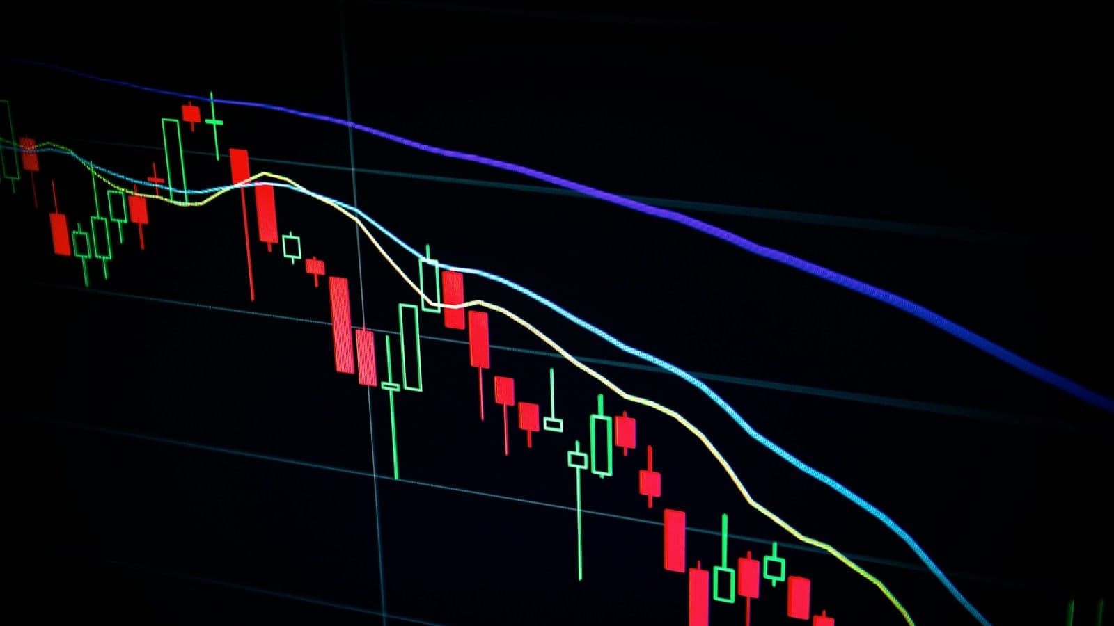 Экран с биржевым графиком и финансовыми показателями